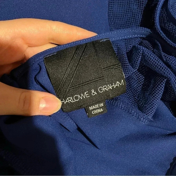 Harlowe And Graham Blouse Womens XS Blue Mesh - Picture 7 of 11